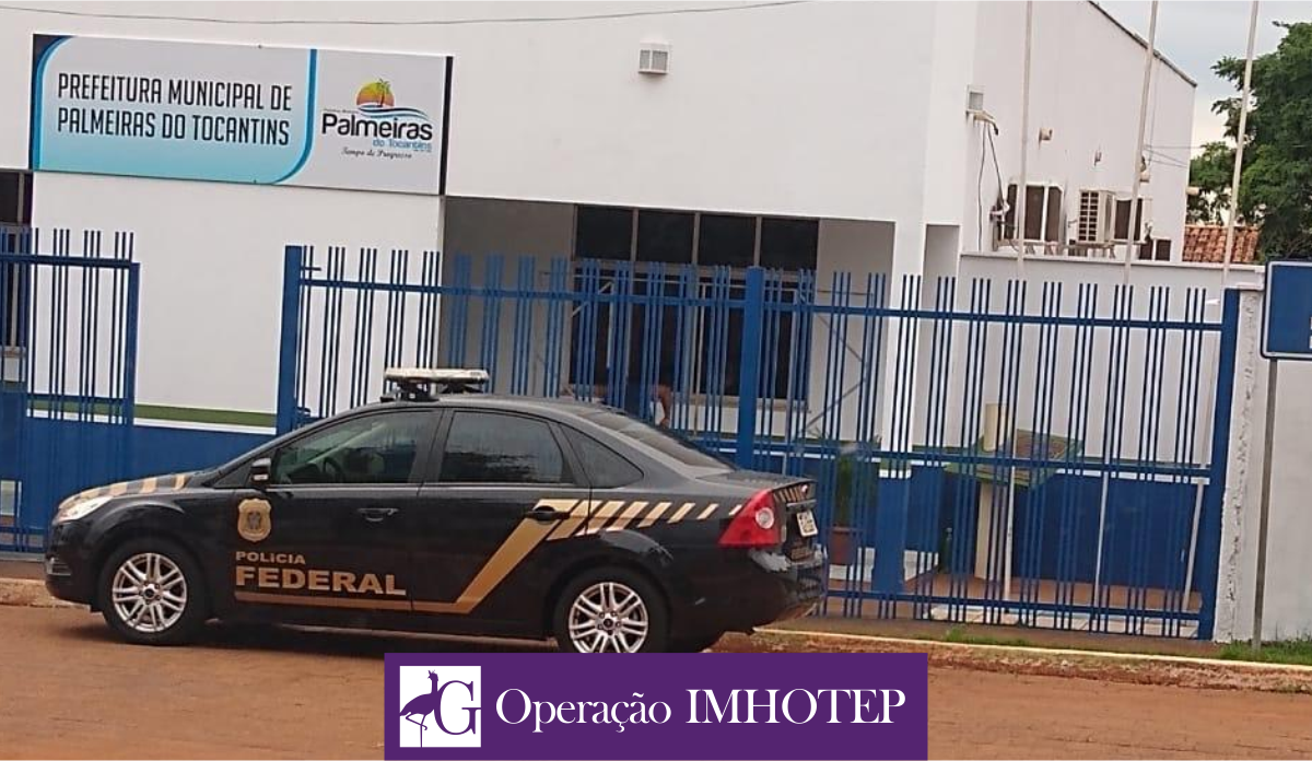 Operação IMHOTEP Carro da polícia federal em frente a prefeitura de Palmeiras do Tocantins