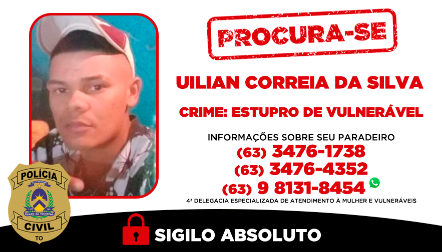 Uilan é procurado pela Polícia Civil do Tocantins - Foto - Divulgação SSP-TO