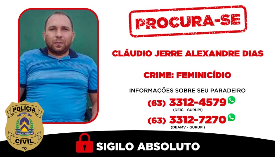 Claudio Jerre é condenado e está foragido - Foto - SSP-TO