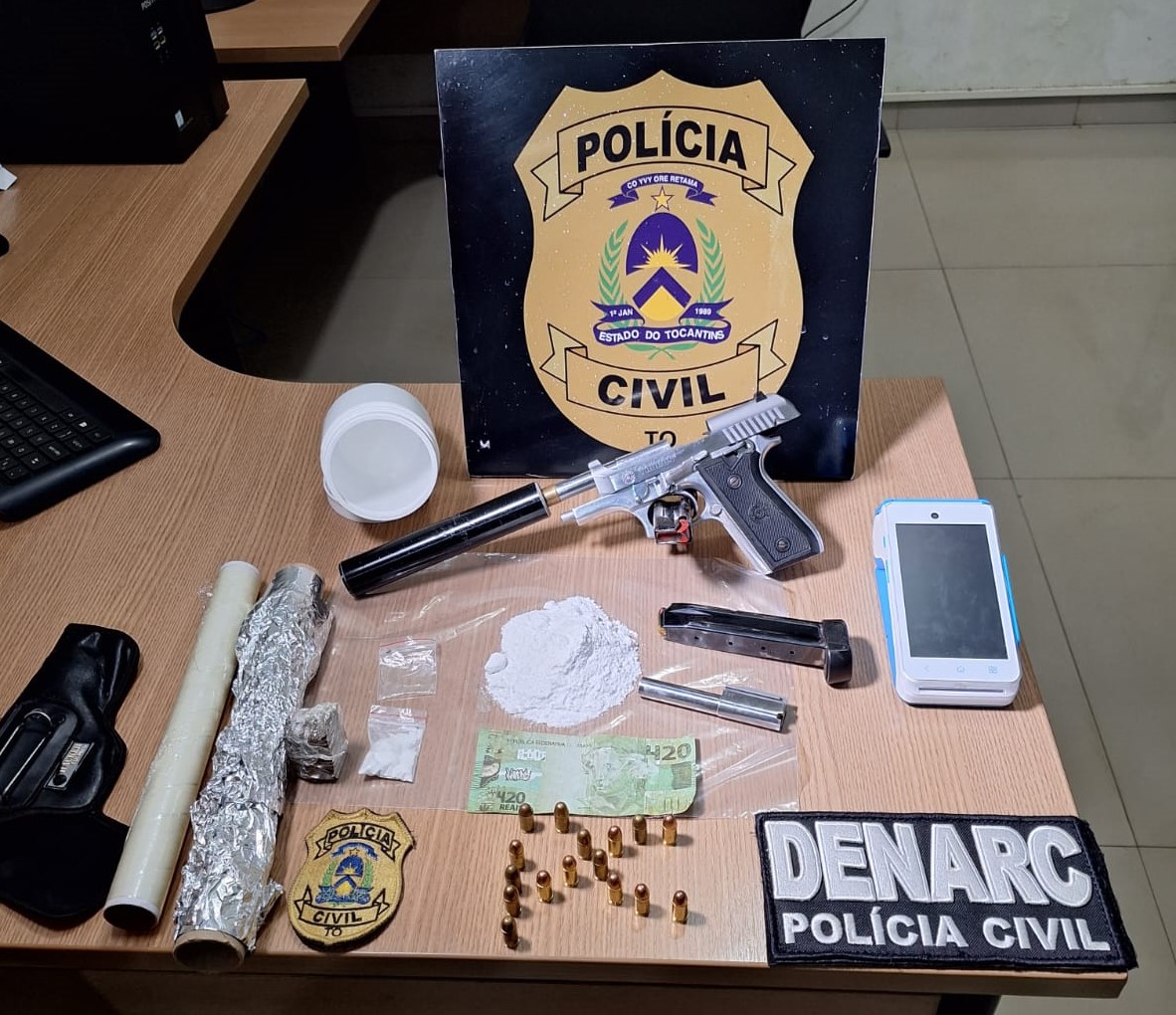 Drogas e materiais apreendidos pela polícia - Foto - Polícia Civil do Tocantins