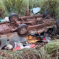 Duas pessoas morrem ap&oacute;s furg&atilde;o capotar no sul do Tocantins &mdash; Foto: Portal da Ilha Not&iacute;cias/Reprodu&ccedil;&atilde;o TV Anhanguera