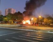Food truck é totalmente destruído por incêndio em estacionamento de avenida de Palmas