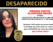 Jovem Amanda está desaparecida há 6 dias; Irmão a deixou na porta do trabalho